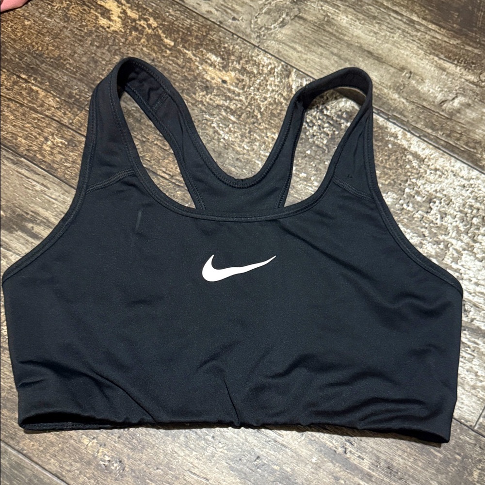 Nike Women's Black Sports Bra with White Logo